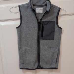 Old Navy Gray Fleece Vest with Sporty Trim